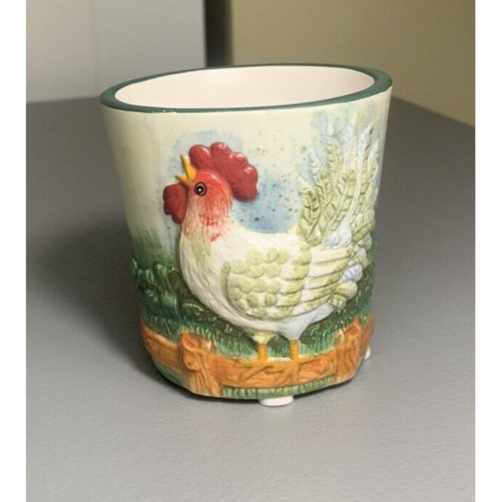 Susan Winget Rooster Candle Tealight Holder 2.75" Tall READ